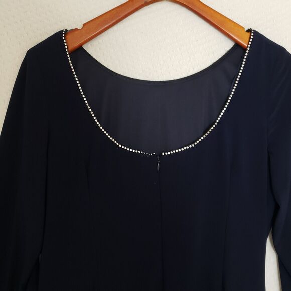 NWT-Alex Evenings Rhinestone Embellished Bateau‎ Navy Jersey Dress Plus Size 18 - Picture 12 of 14
